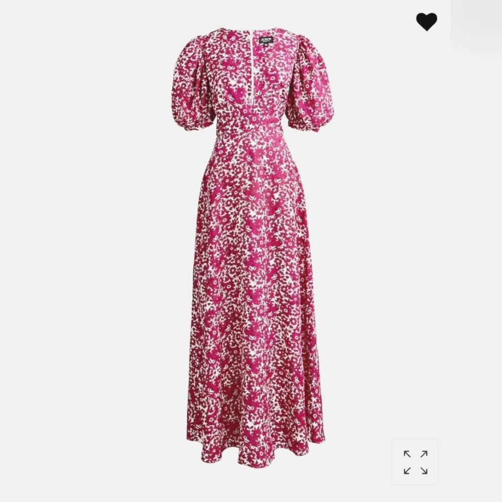 NWT J.CREW Collection sz 4 puff-sleeve V-neck maxi dress floral Festival Pink
